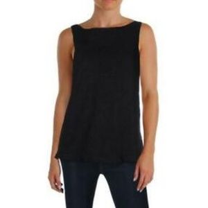Ralph Lauren Womens Black Embroided Mesh Tank Top